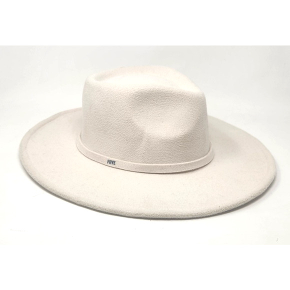 Frye Womens Sz 7 1/2 Cream Wide Brim Hat Adjustable Rim Western Rancher Cowgirl - Picture 3 of 10